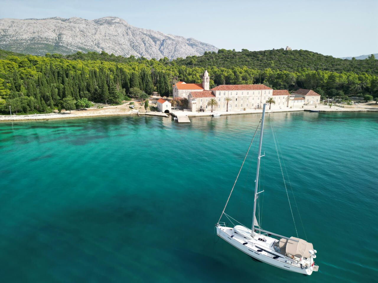 Sailing boat on Korcula island
