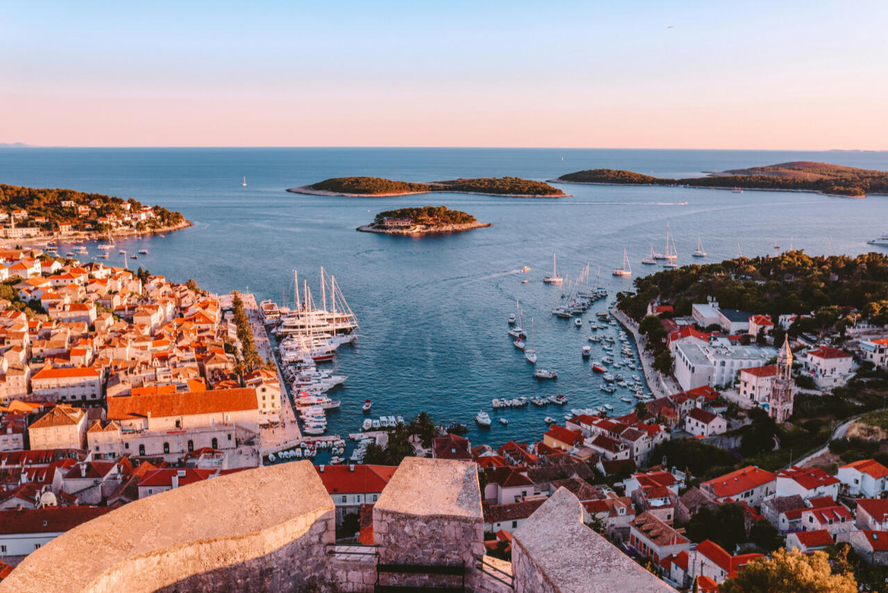 Hvar is one of the highlights of yacht charter Croatia, known for its sunny climate, historic harbor, and vibrant Adriatic island atmosphere.